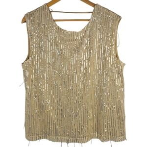 Gold Sequin Sleeveless Top XL​